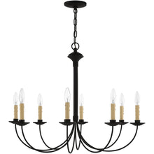 Load image into Gallery viewer, Eight Light Metal Dimmable Chandelier With Shades - Black
