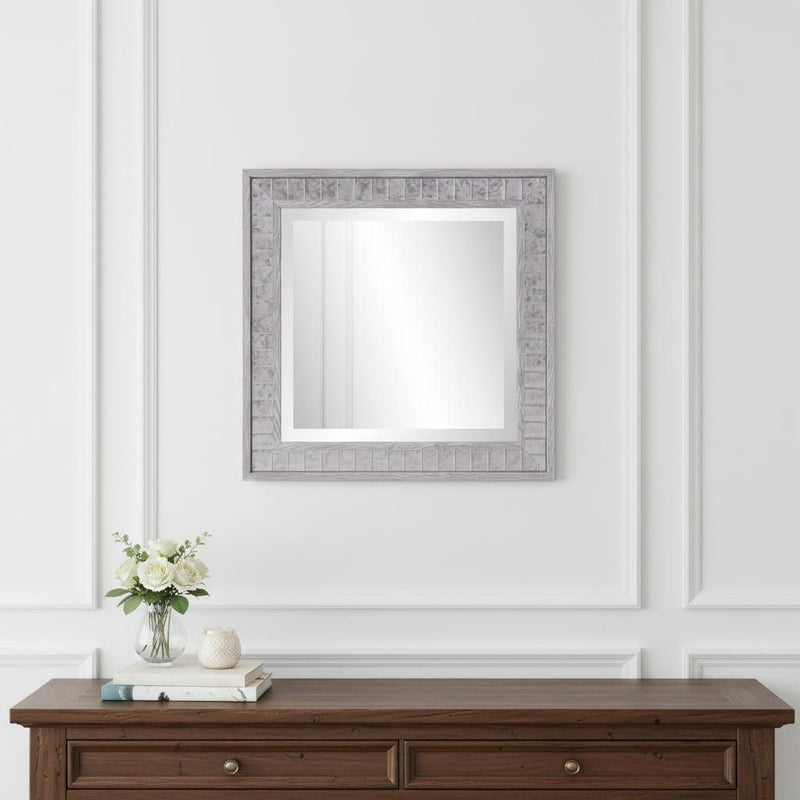 Warm Faux Square Mirror - Gray