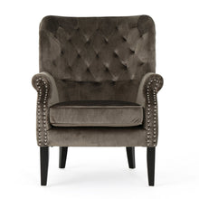 Load image into Gallery viewer, Elegant Velvet Club Chair With Handcrafted Details - Gray
