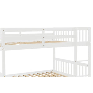 Full Over Full Bunk Bed with Trundle, Convertible to 2 Full Size Platform Bed, Full Size Bunk Bed with Ladder and Safety Rails for Kids, Teens, Adults,White(Old Sku:W504S00002)