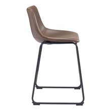 Load image into Gallery viewer, 24" Faux Leather And Steel Counter Height Bar Chairs (Set of 2) - Espresso / Black
