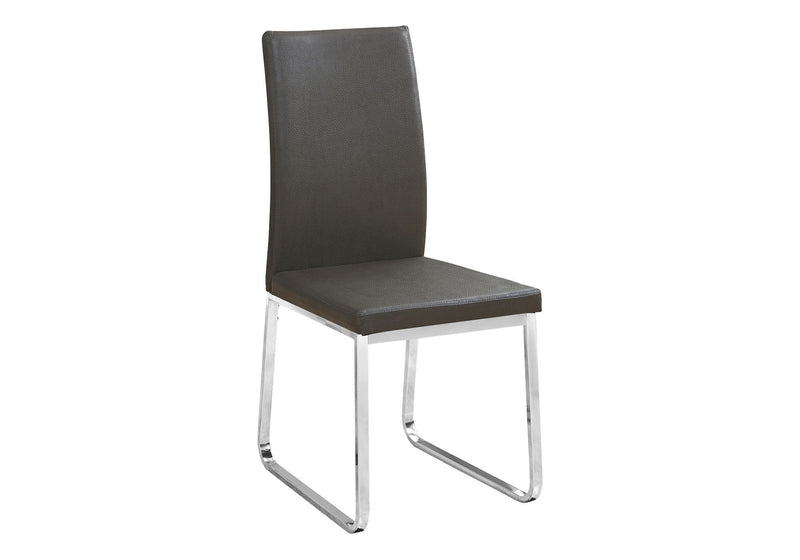 Contemporary Upholstered Faux Leather Dining Side Chairs (Set of 2) - Gray