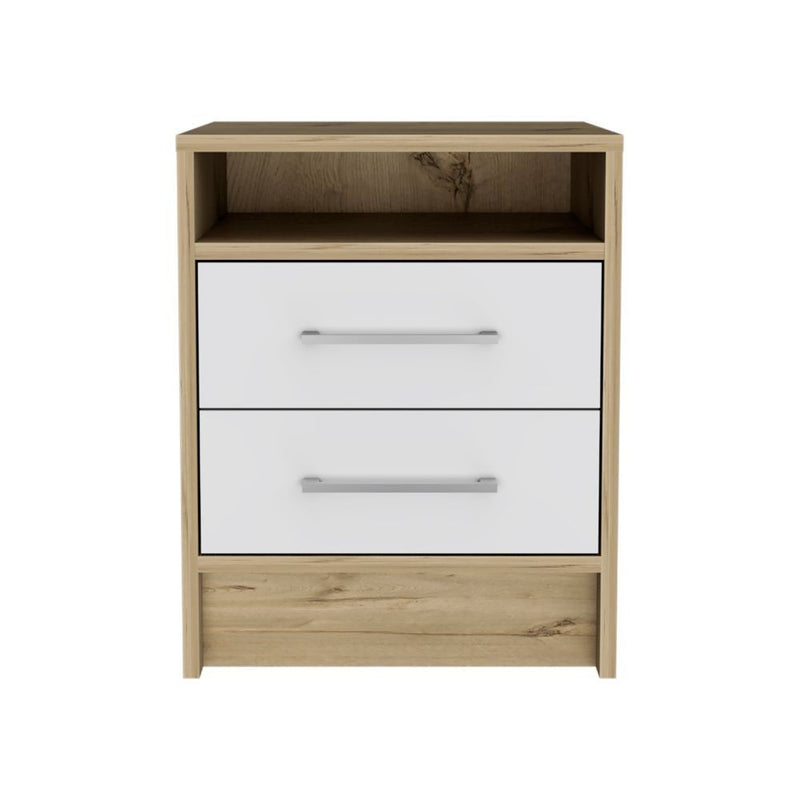 Sophisticated And Stylish Nightstand - White And Light Oak