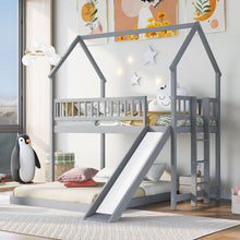 Load image into Gallery viewer, House Bunk Bed With Slide And Built In Ladder

