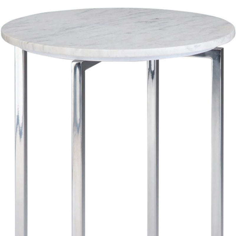 Metal Round End Table Trunk Storage - White