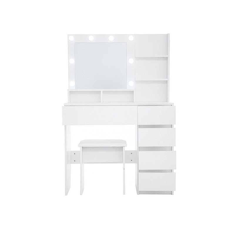 Wood Five Drawer Vanity Table - White