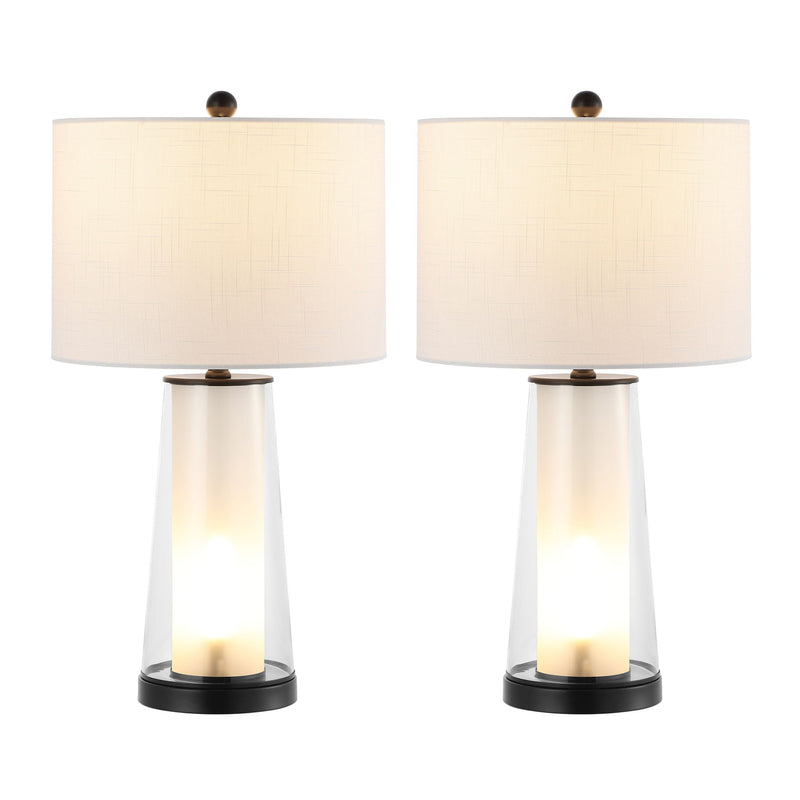 Lighthouse Table Lamps LED With Drum Shades (Set of 2) - Antiqued Bronze