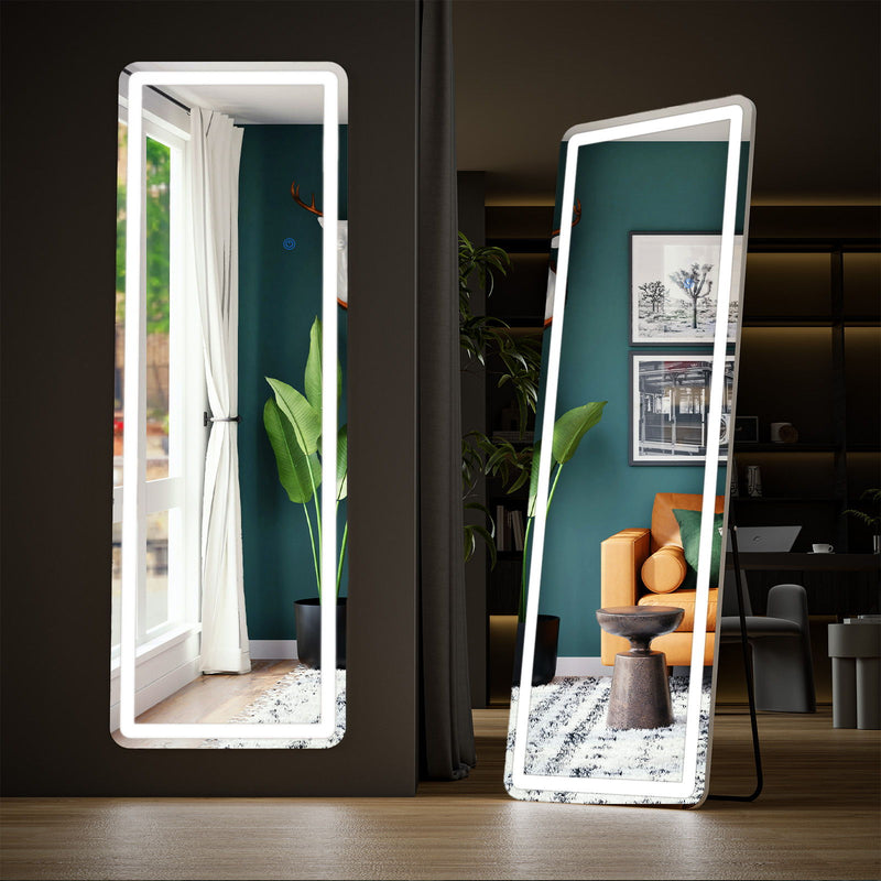 Freestanding Frameless Standing Mirror - White
