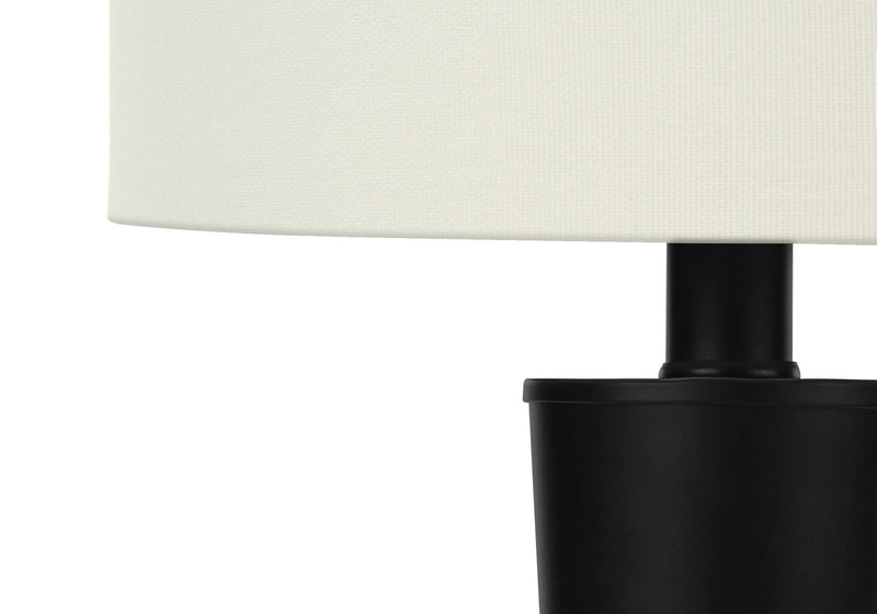 Metal Candlestick USB Table Lamps With Ivory Drum Shade (Set of 2) - Black