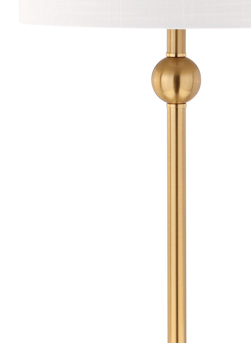Table Lamps With Drum Shades (Set of 2) - Clear / Brass / White