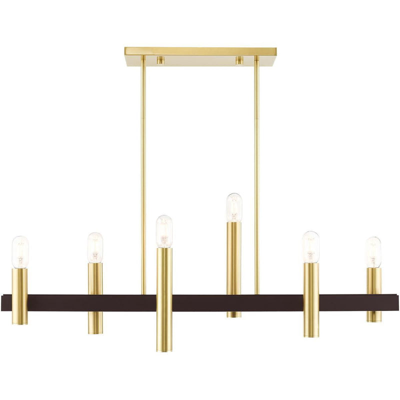 Six-Light Dimmable Chandelier With Shades - Bronze
