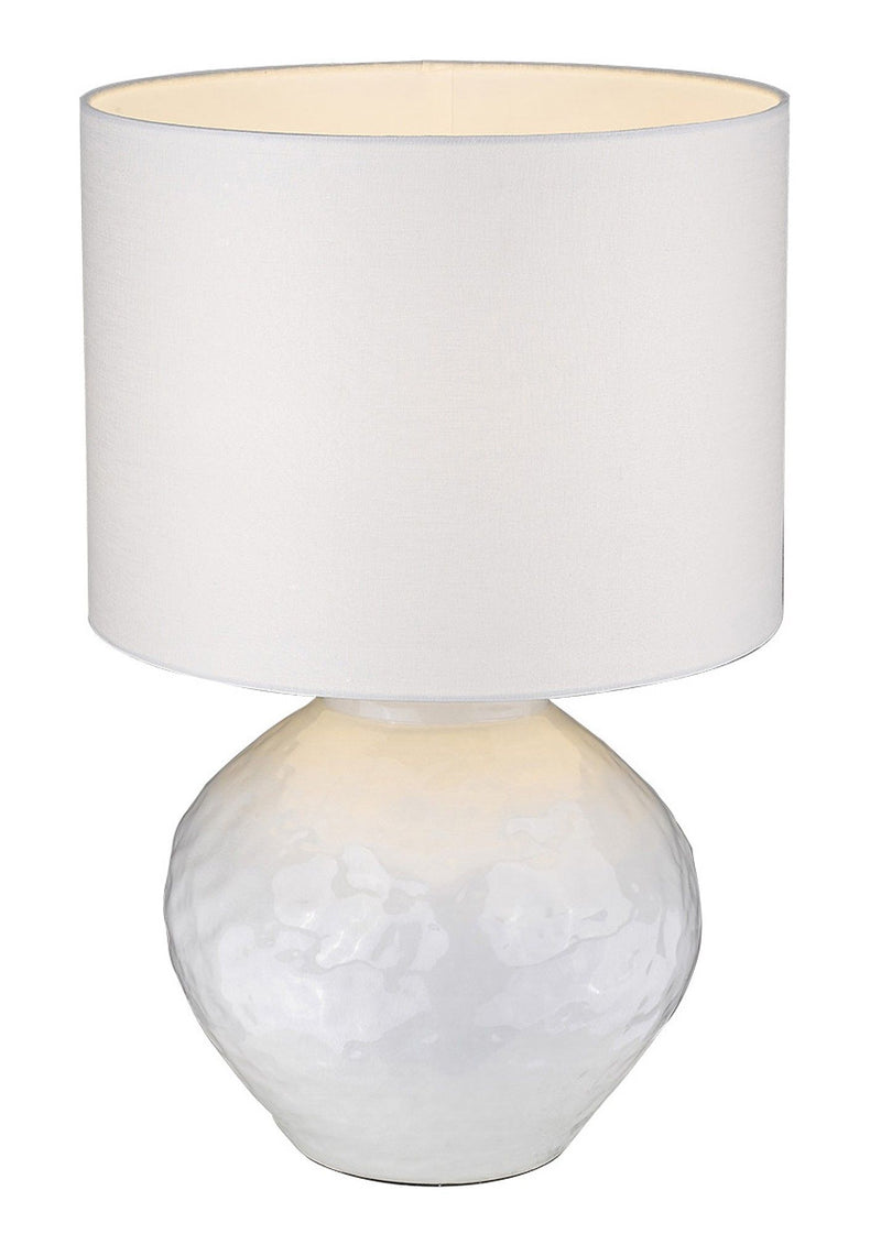 26" Ceramic Table Lamp With White Drum Shade - White