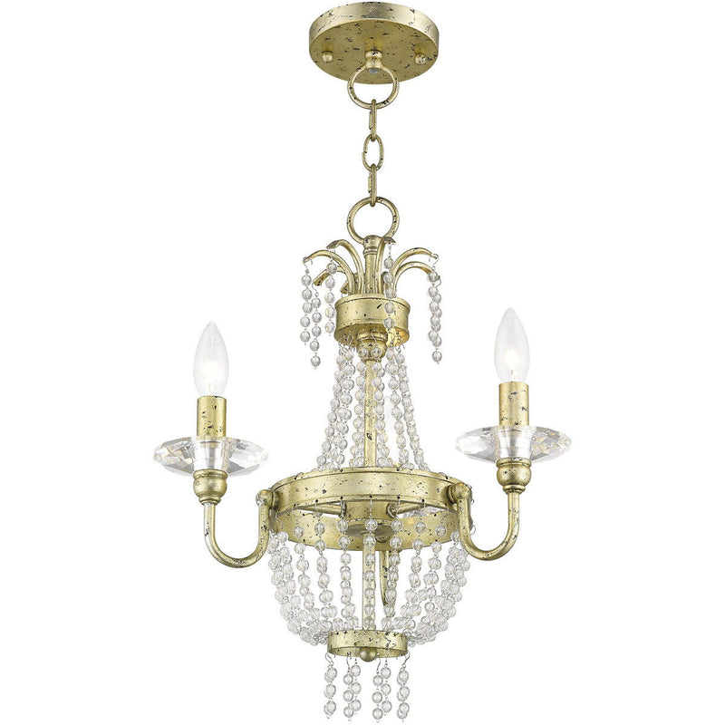 19" Three Light Metal Dimmable Chandelier With Shades - Gold / Clear
