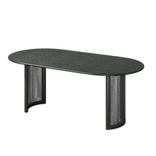 Load image into Gallery viewer, 79" Solid Wood Dining Table With Double Pedestal Base Oval - Black
