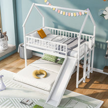 Load image into Gallery viewer, House Bunk Bed With Slide And Built In Ladder
