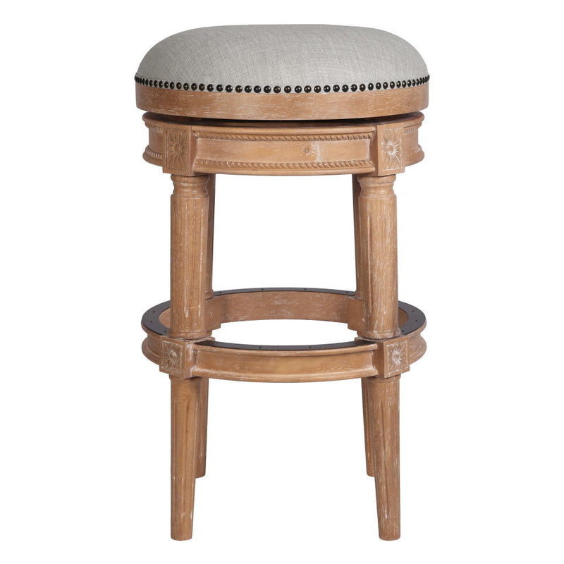 Solid Wood Swivel Backless Bar Height Bar Chair - Silver And Natural