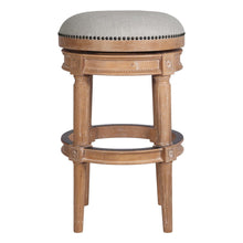 Load image into Gallery viewer, Solid Wood Swivel Backless Bar Height Bar Chair - Pearl Silver And Natural
