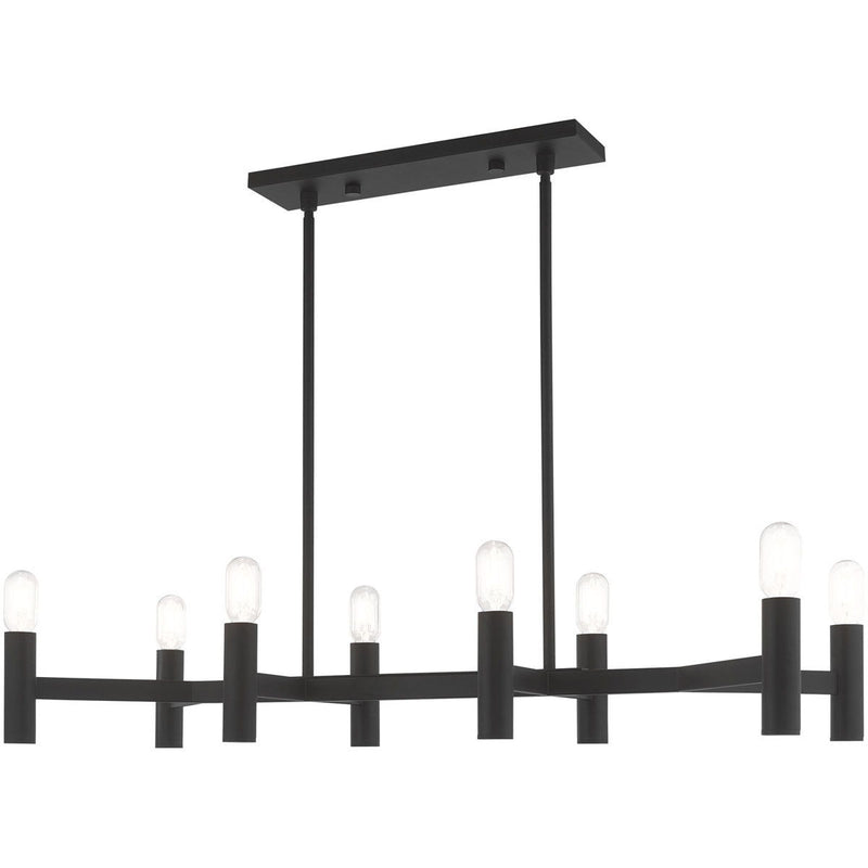 18" Eight Light Dimmable Chandelier With Shades - Black