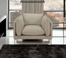 Load image into Gallery viewer, Top Grain Leather Arm Chair - Taupe And Silver
