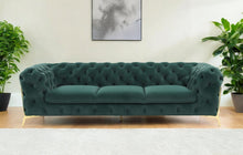 Load image into Gallery viewer, Velvet Sofa With Gold Legs - Green

