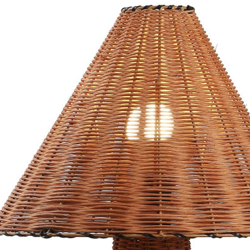 Lantern Table Lamp With Empire Shade - Dark Brown