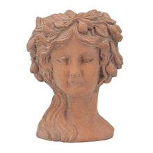 Load image into Gallery viewer, 8X9X11.5" Head Bust Planter, Greek Style Cement Head Planter, Indoor Outdoor Home Garden Decor - Brown
