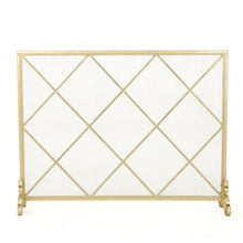 Load image into Gallery viewer, Minimalist Single Panel Iron Fireplace Screen With Diamond Design
