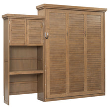 Load image into Gallery viewer, Queen Size Murphy Bed With Louvered Design And Multiple Storage Shelves - Wood
