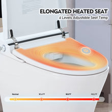 Load image into Gallery viewer, Heated Seat Smart Toilet Without Bidet, Upmarket Compact Dual Flush Toilet 1 / 1.28 Gpf, Tank Less Toilet With Adjustable Temp Heated Seat, Foot Sensor Flush - White Night Light, Knob Control, Power Out
