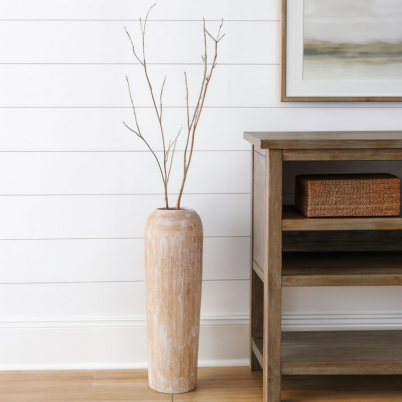 Round Floor Vase - Brown / White
