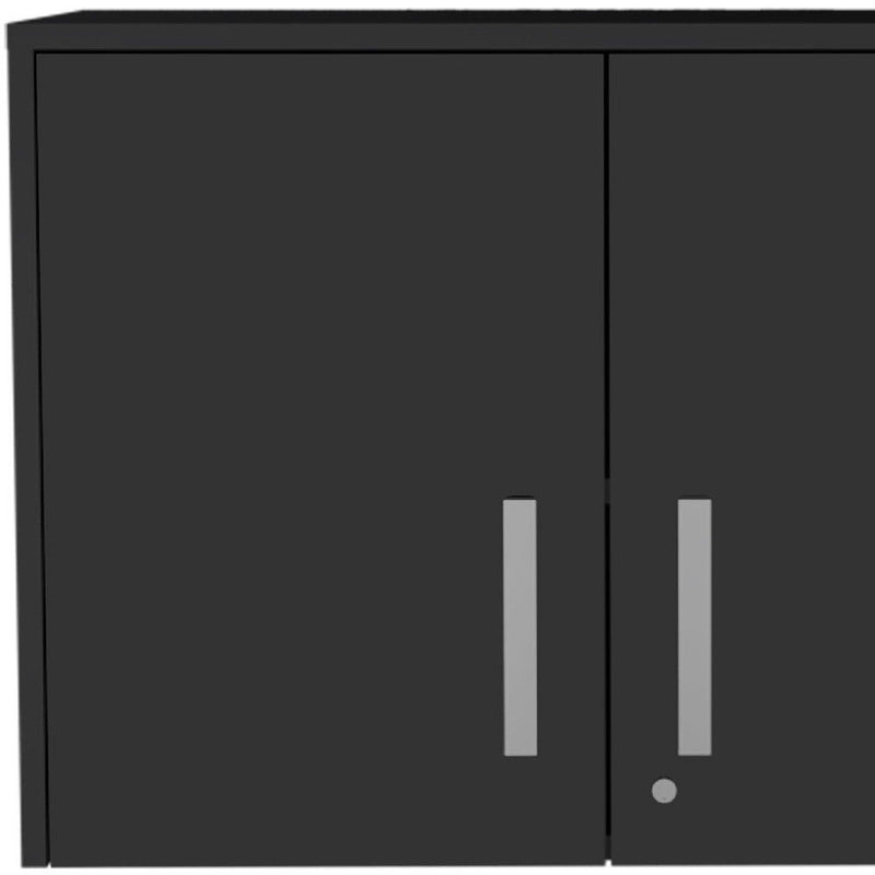 20" Wood Wall Mounted Storage Cabinet With Two Doors - Black