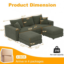 Load image into Gallery viewer, Convertible Deep Seat Sofa With Soft Pillows And Ottomans

