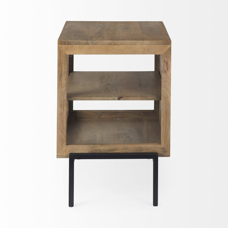 Solid Wood Square End Table - Light Brown