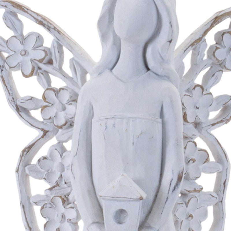 Poly Floral Wing Angel Figurines (Set of 4) - White