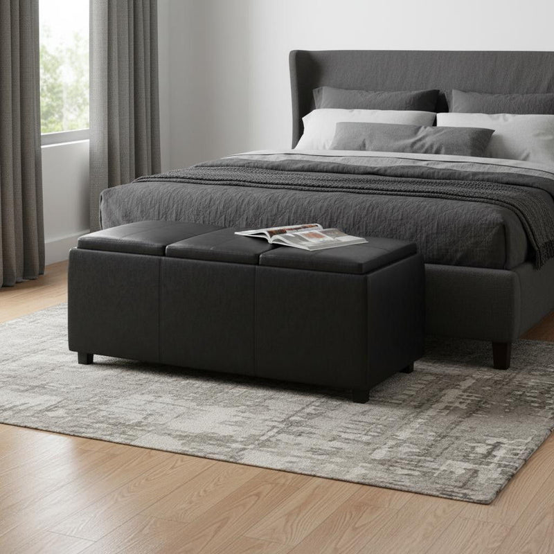 Storage Ottoman - Black / Dark Brown
