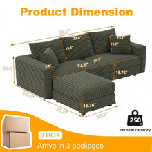 Load image into Gallery viewer, Convertible Deep Seat Sofa With Soft Pillows And Ottomans
