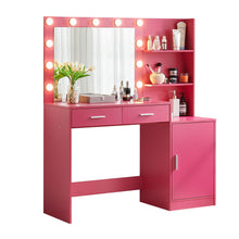 Load image into Gallery viewer, Vanity Desk With Mirror And Lights, 46.4In Dressing Table With 2 Large Drawer &amp; Large Vertical Organizer, 3 Level Dresser &amp; 3 Lighting Modes Adjustable Brightness, Suitable For Bedroom
