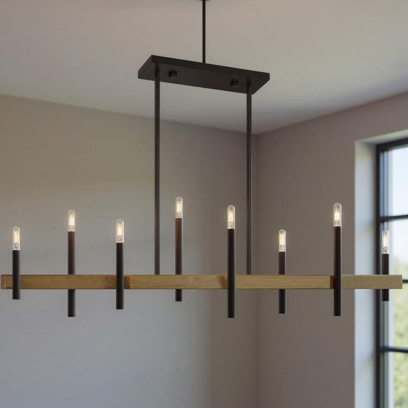 24'' Eight-Light Dimmable Chandelier With Shades - Bronze