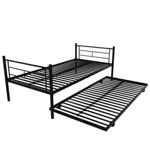 Load image into Gallery viewer, Twin Over Twin Metal Bunk Bed Frame with Trundle（Upgrade reinforcement version）
