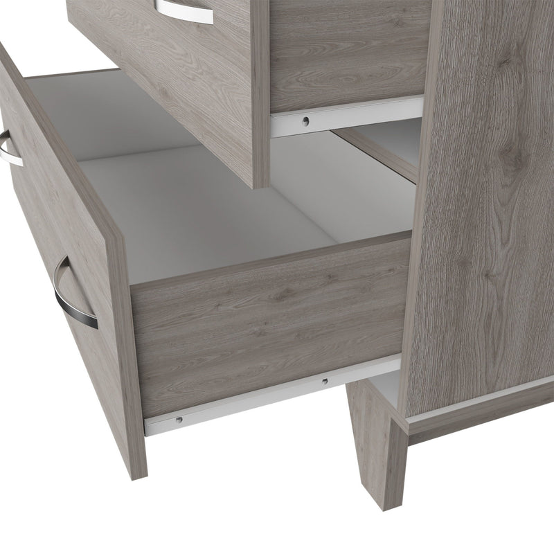 Two Drawer Dresser With Open Shelving - Light Gray