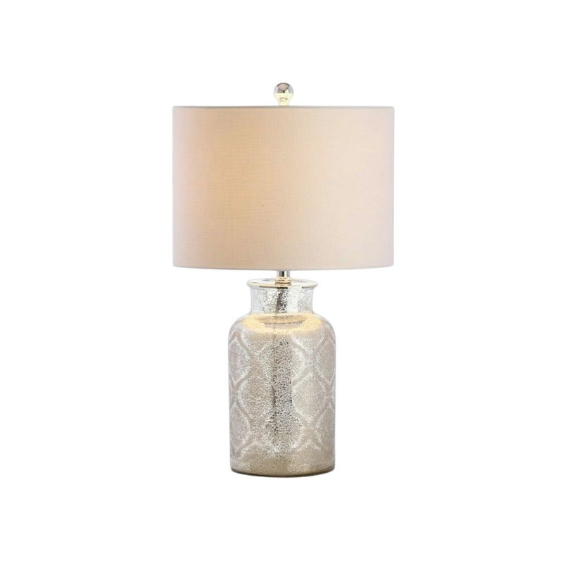 25'' Table Lamp With Drum Shade - Clear / Silver