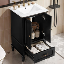 Load image into Gallery viewer, 20" Bathroom Vanity With Sink Cabinet With 2 Doors, 2 Drawer, Magnetic Door Stopper, Adjustable Feet, Drop In Sink - Black
