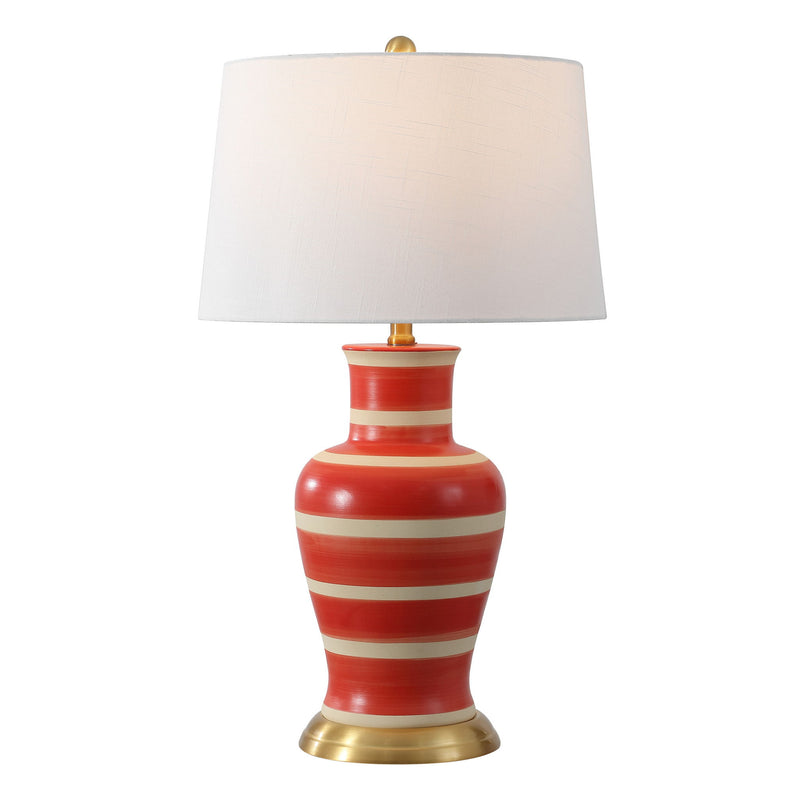Urn Table Lamp With Drum Shade - Red