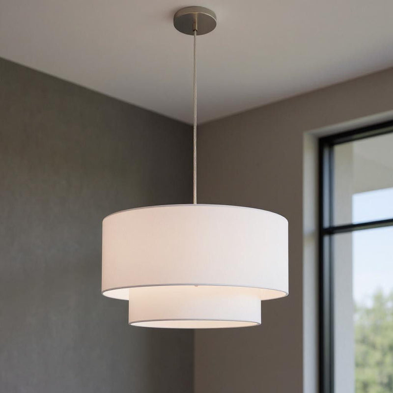 15" Dimmable Chandelier With Shades - Nickel