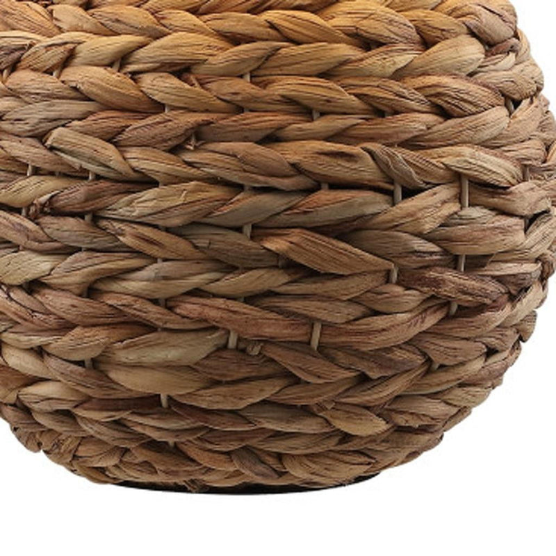 Round Table Lamp LED With Drum Shade - Brown