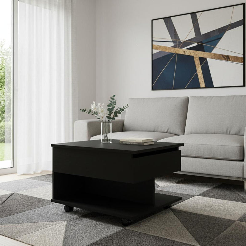 Wood Lift Top Wheel Coffee Table - Black