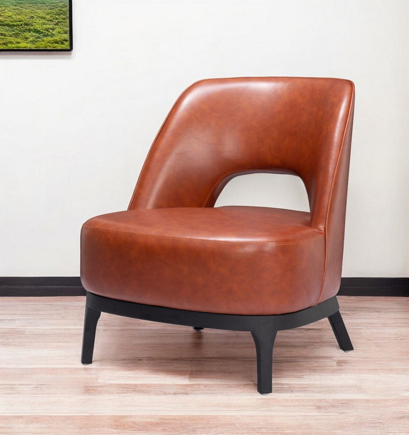 26" Faux Leather Lounge Chair - Brown And Black