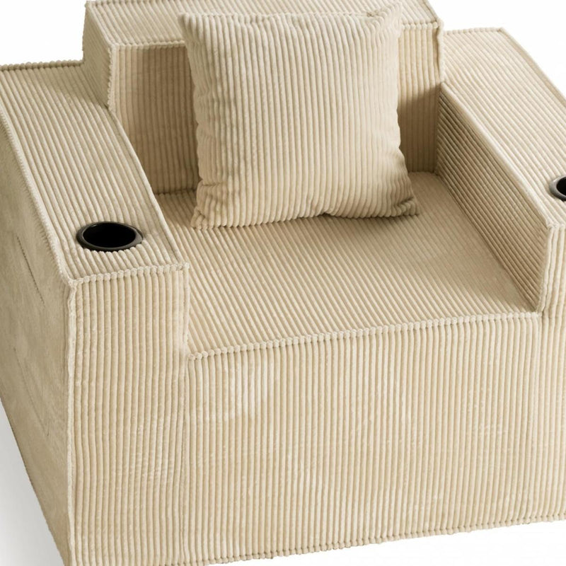 Corduroy Arm Chair And Toss Pillow - Khaki