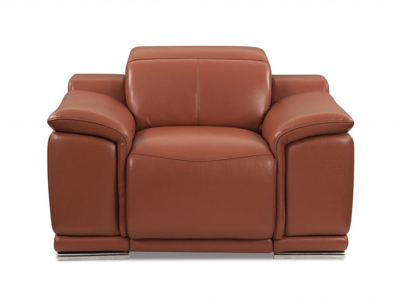 Mod Italian Leather Recliner Chair - Camel Brown