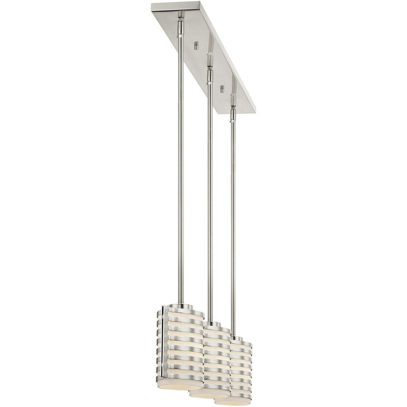 9" Three Light Dimmable Chandelier With Shades - Nickel